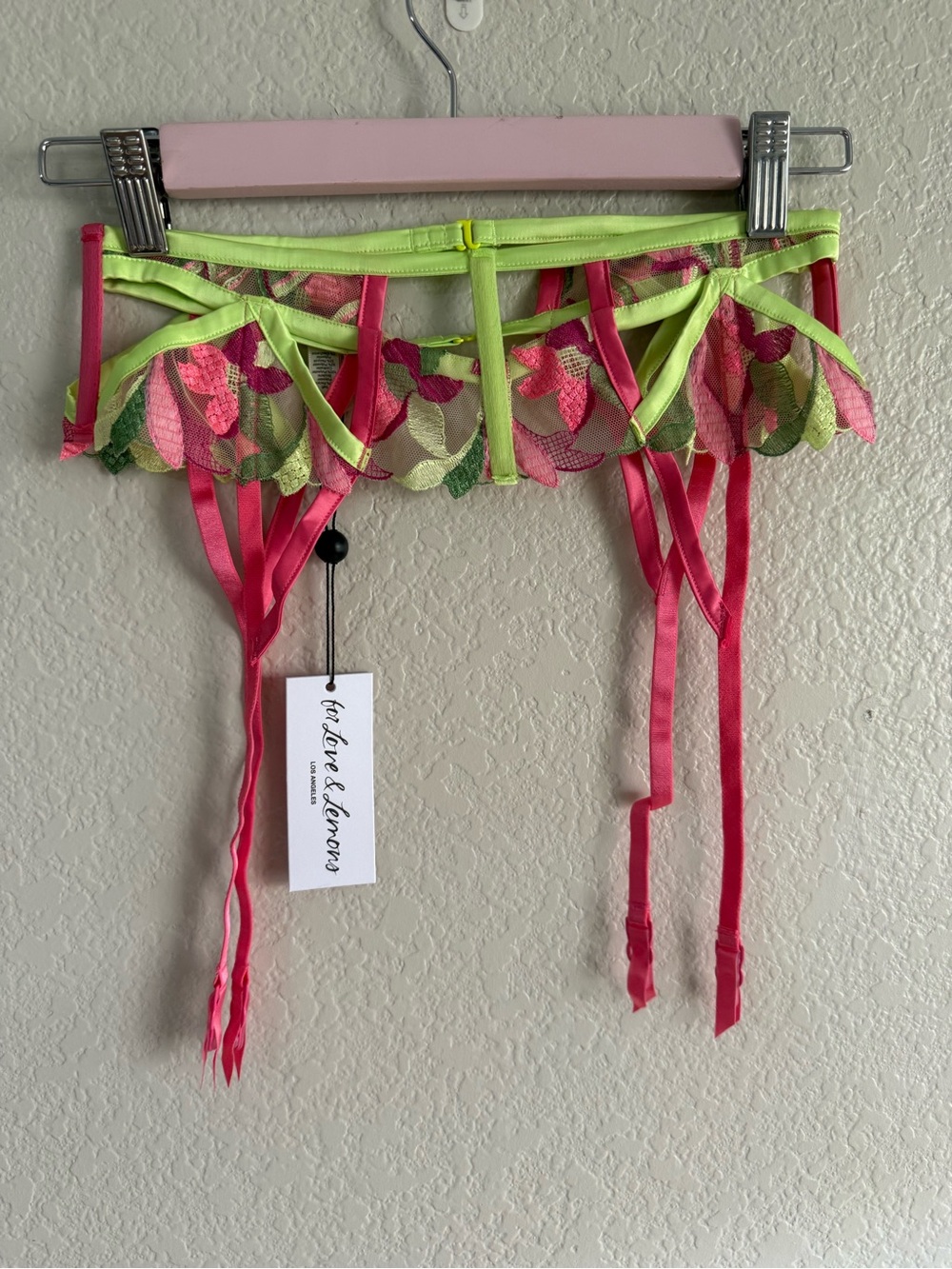 For Love & Lemons Petunia Neon Festival Embroidered Garter Belt